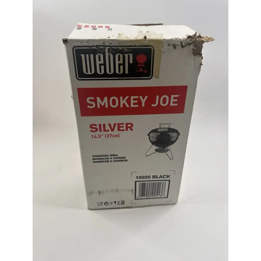 Weber 14.5 inch Smokey Joe Silver Portable Charcoal Grill Outdoor BBQ Open Box